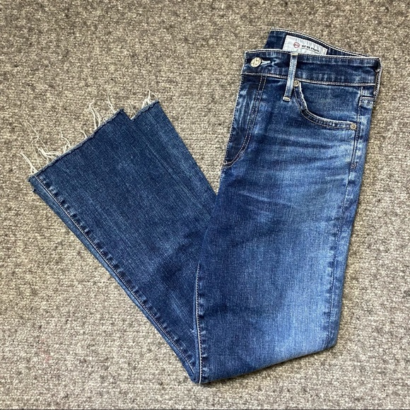 Ag Adriano Goldschmied 'Janis' High Rise Flare Blue Distressed Jeans ** - Picture 2 of 8